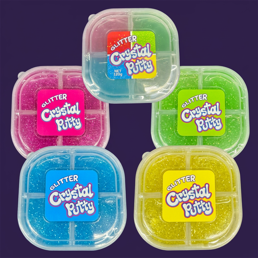 Glitter Crystal Putty set of 5 partitioned containers