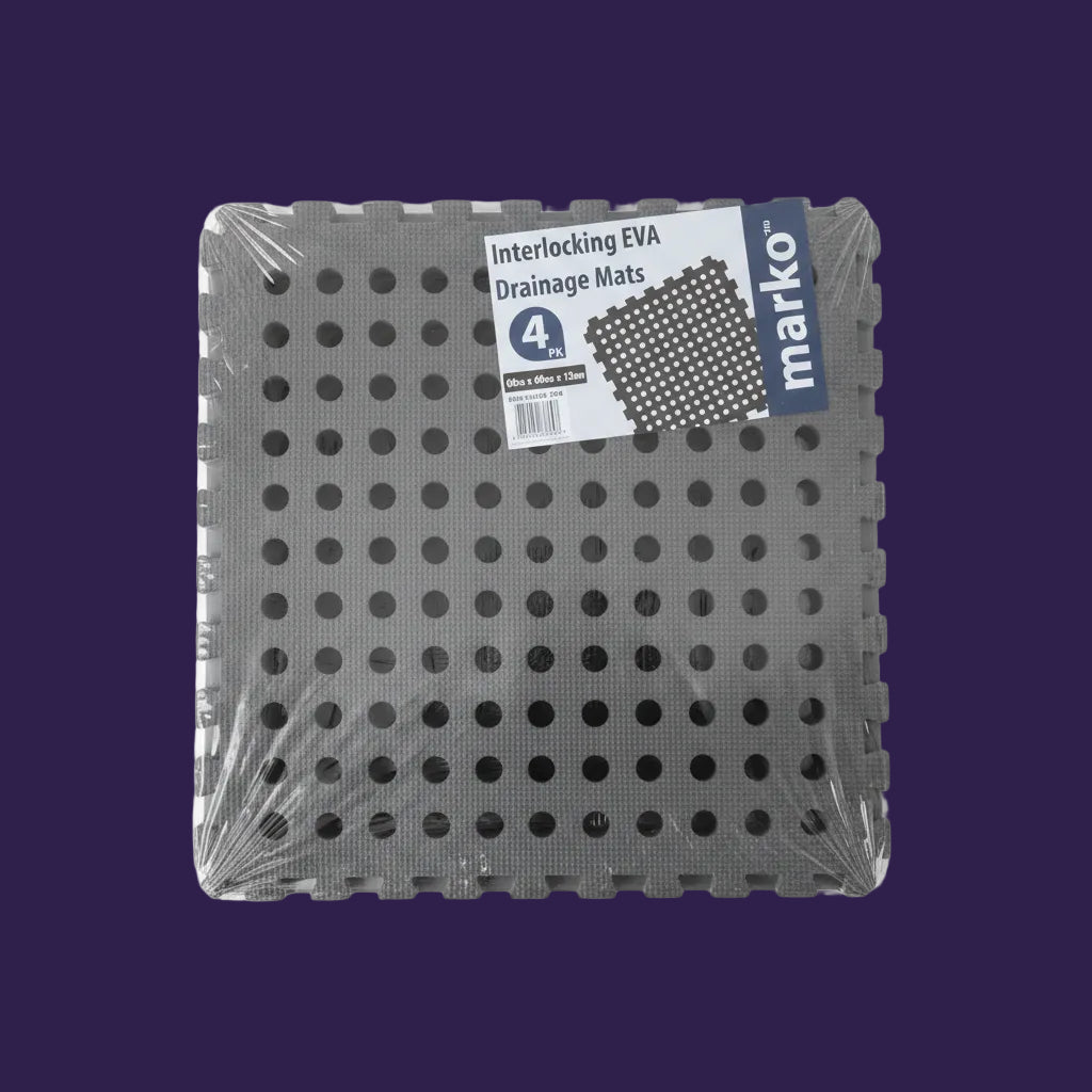 Marko Interlocking EVA Foam Floor Tiles & Drain Mats 4-Pack packaging