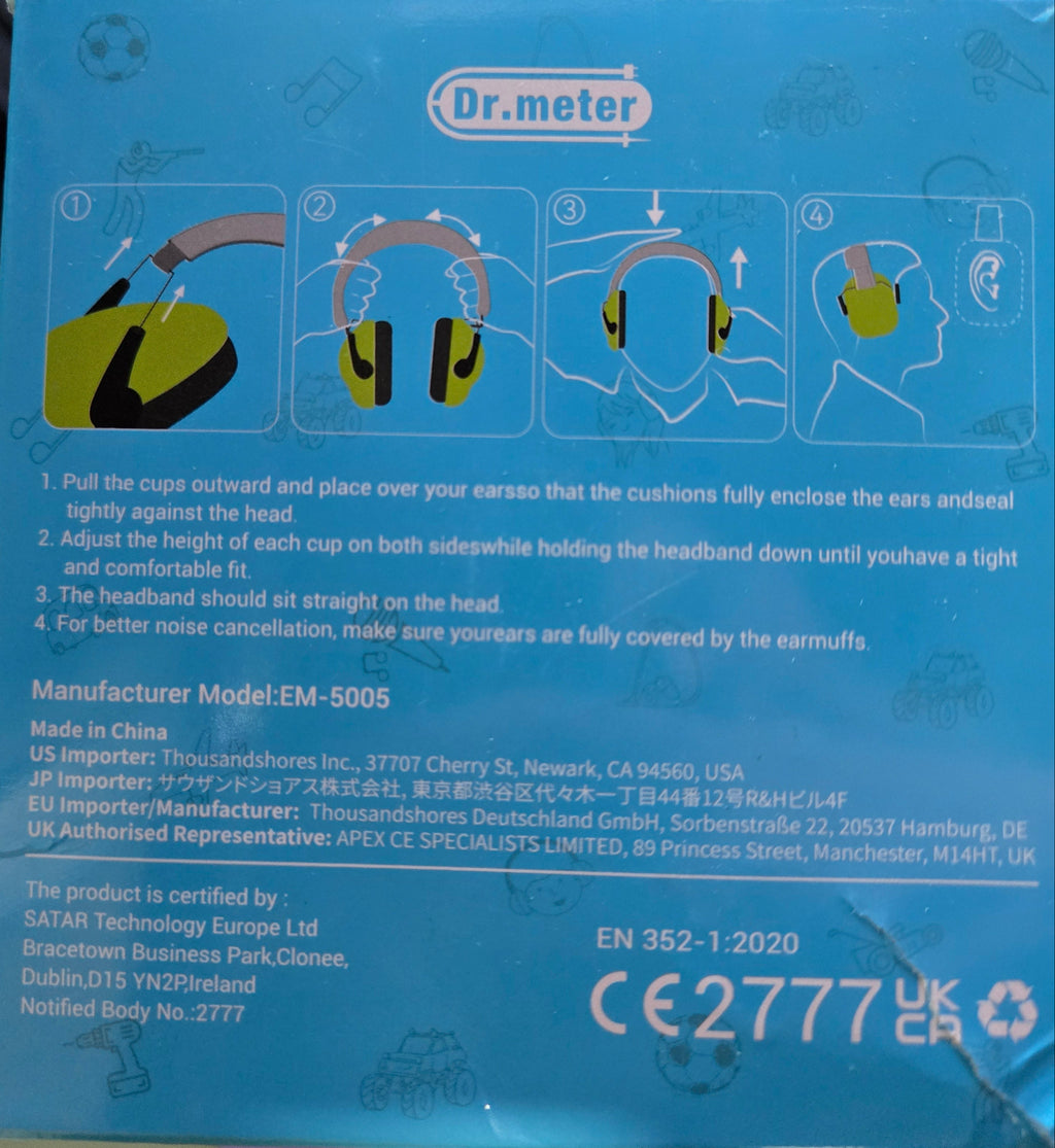 Blue box with instructions and branding on a blurred background