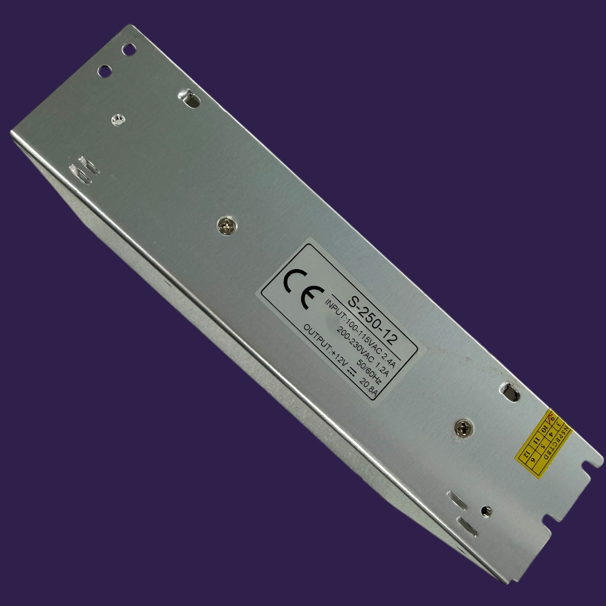 S-250-12 250W 12V DC Switching Power Supply Unit - Side specifications label