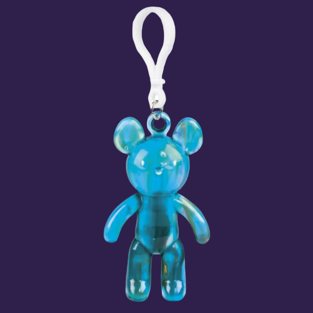 Marbled teal and blue bear keyring charm