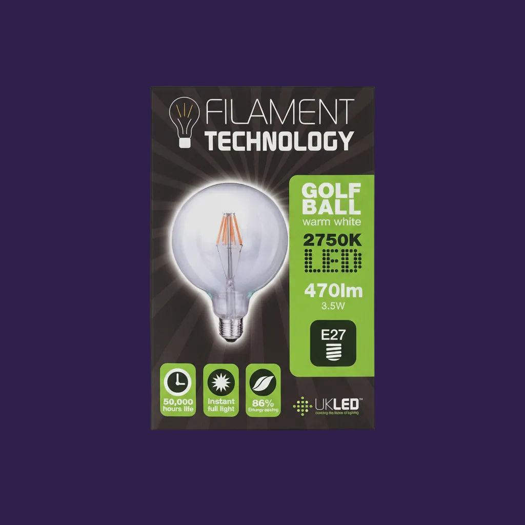 UKLED 3.5W E27 Golf Ball LED Bulb packaging front