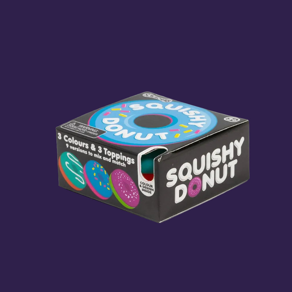Scrunchems Squishy Donut retail box angled perspective view