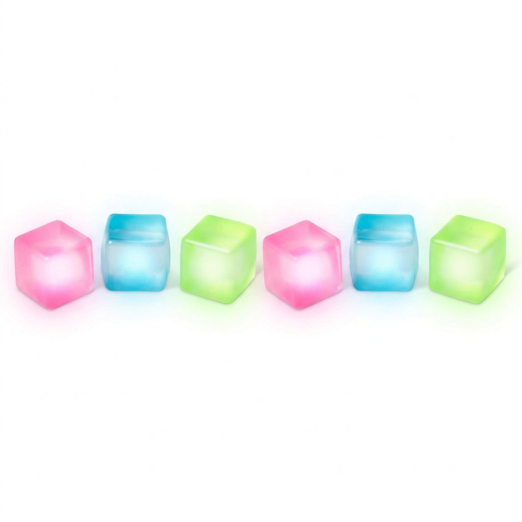 Row of colourful translucent Scrunchems squishy sugar cubes