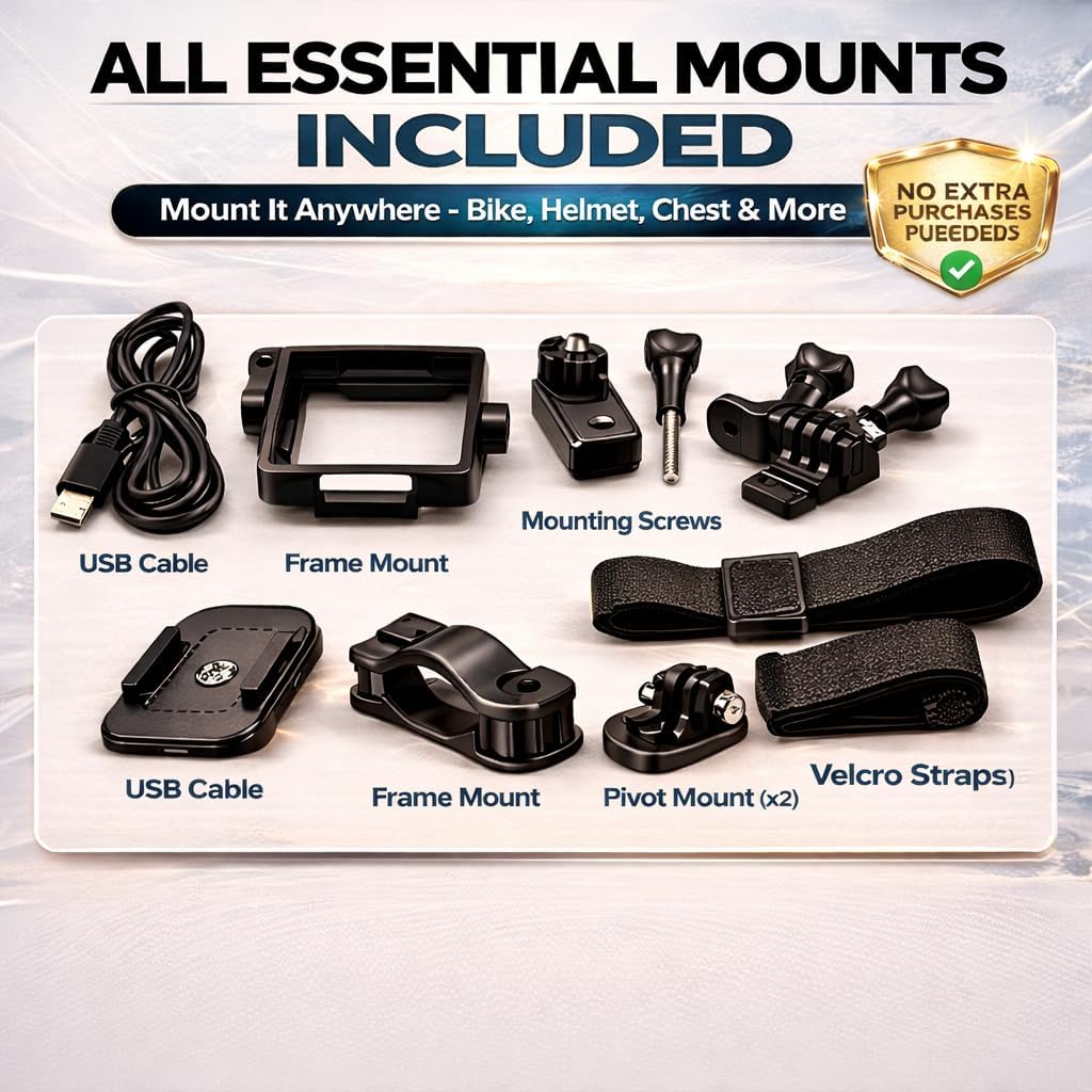 4K Ultra Action Camera Mounting Accessories and Straps Kit