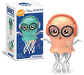 Peach Dancing Jellyfish toy with glasses and headphones beside retail packaging box