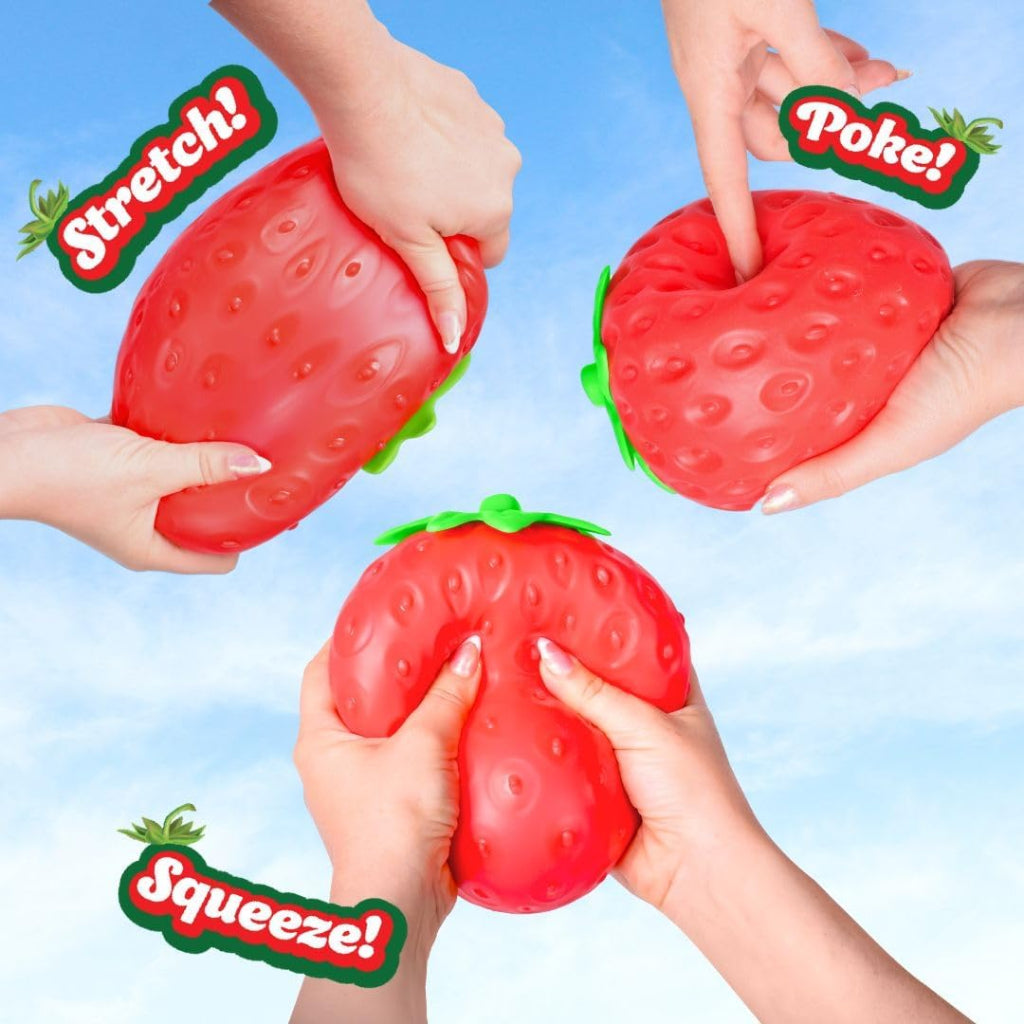Jumbo Strawberry Squishy stretch poke squeeze action