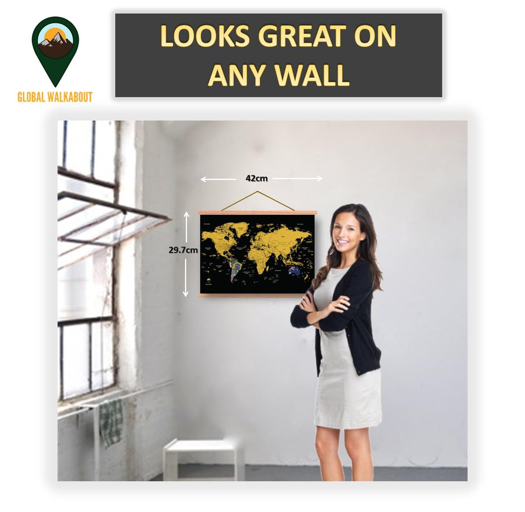 World Scratch Map - Hanging Poster