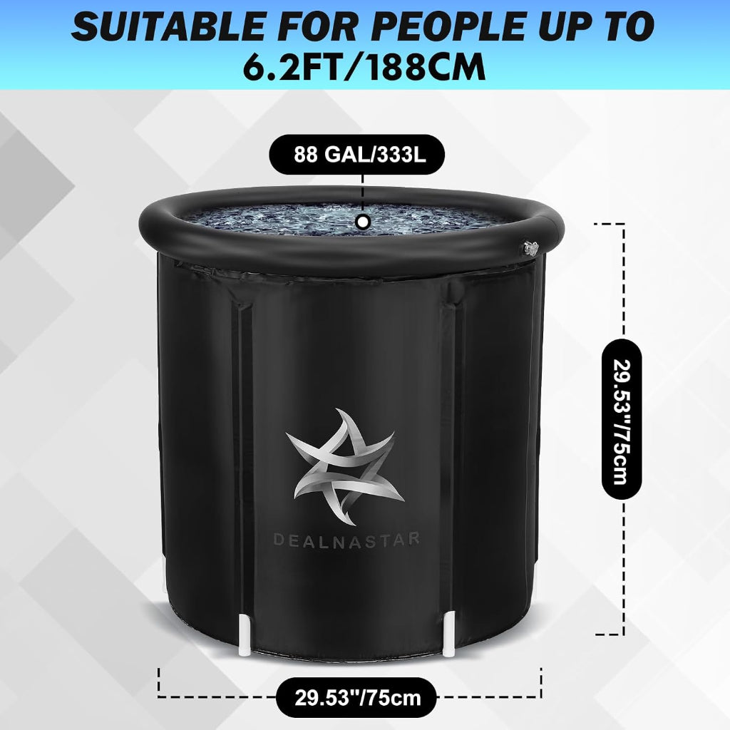 Portable Ice Bath Tub Dimensions 88 Gallon Capacity for Athletes up to 6.2ft