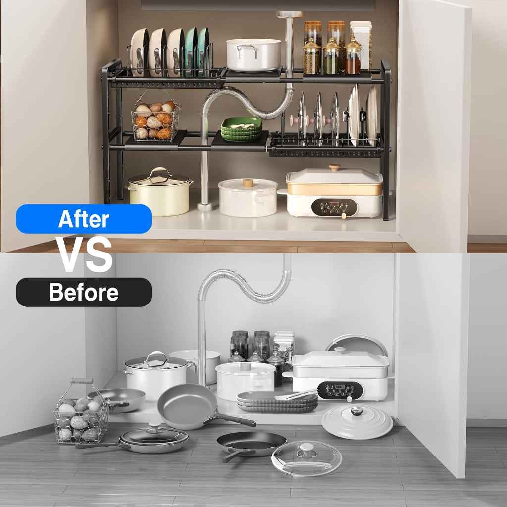 Pots & Pans Organiser – 2‑Tier Expandable Rack
