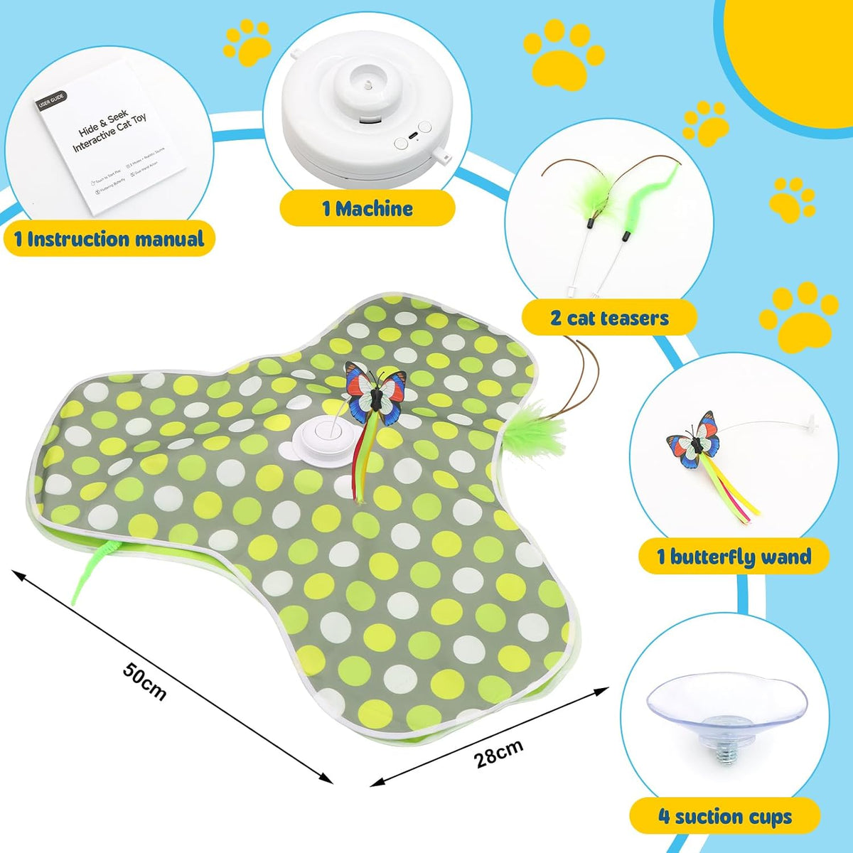 3-in-1 interactive cat toy set components and hide-and-seek mat
