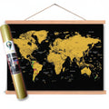 World Scratch Map - Wooden Hanger Frame