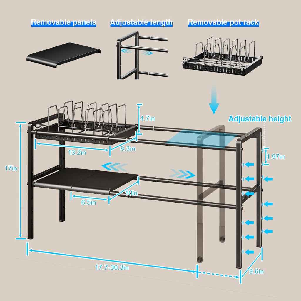 Pots & Pans Organiser – 2‑Tier Expandable Rack