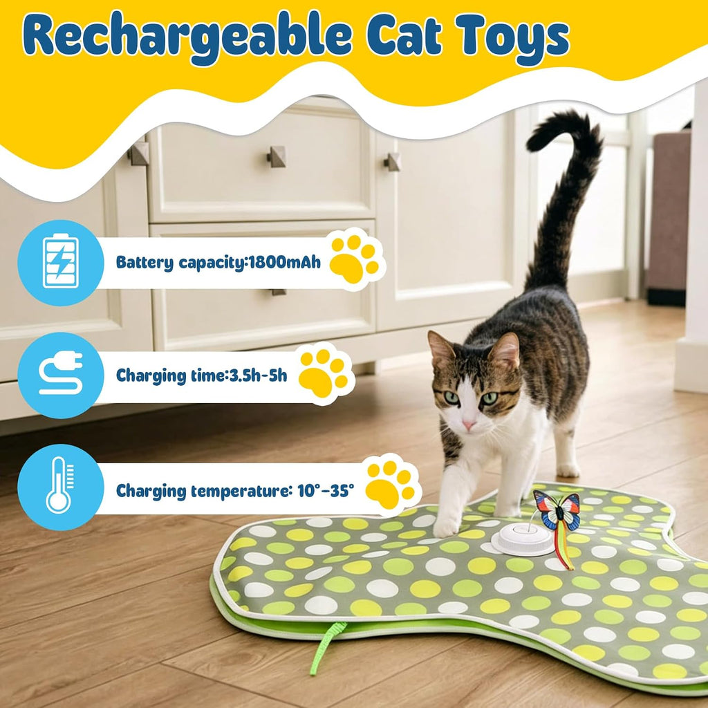 Rechargeable 3-in-1 interactive cat toy with butterfly wand attachment