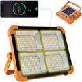 Solar Rechargeable LED Work Light with Built-In Power Bank and Stand