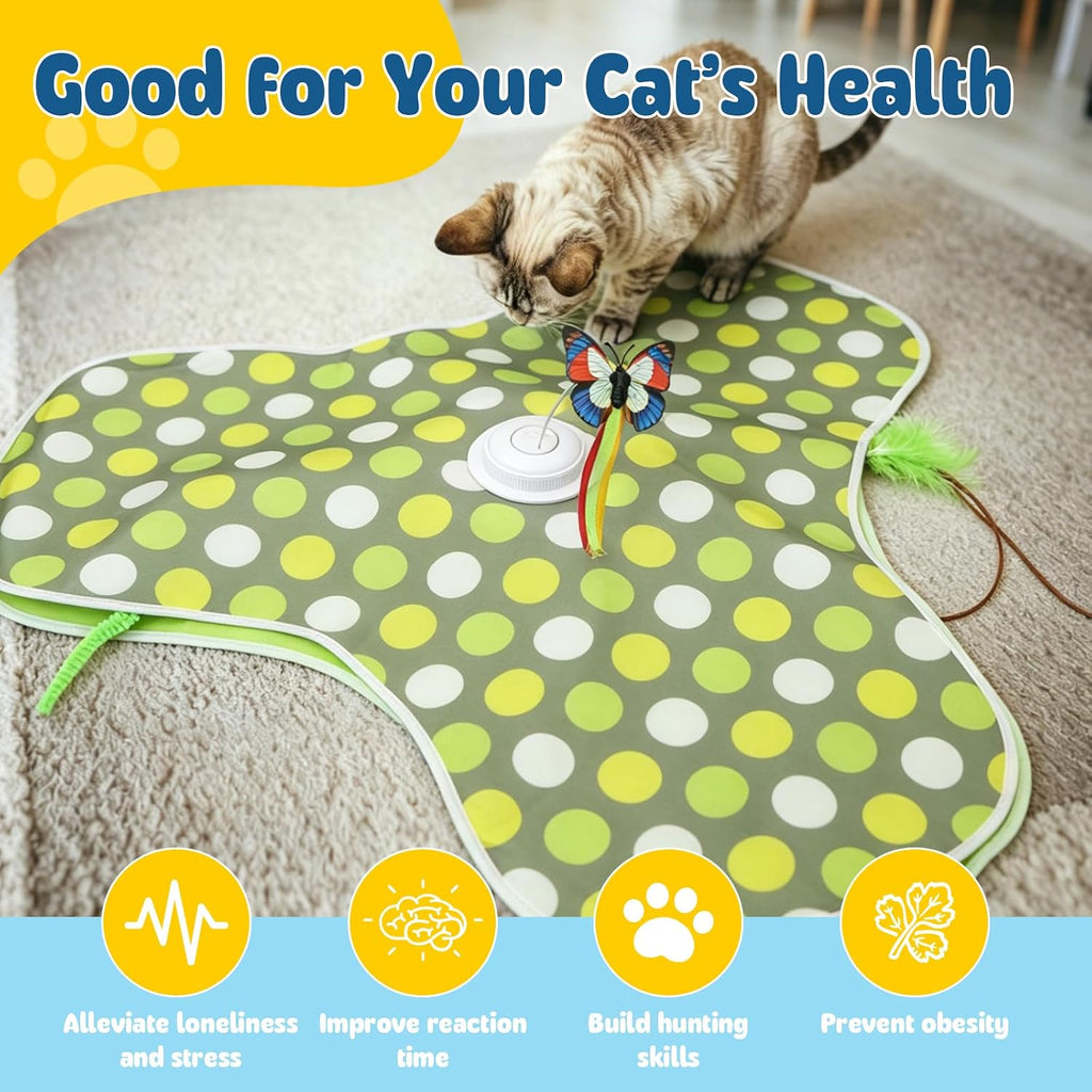 3-in-1 interactive cat toy hide-and-seek play mat on carpet floor