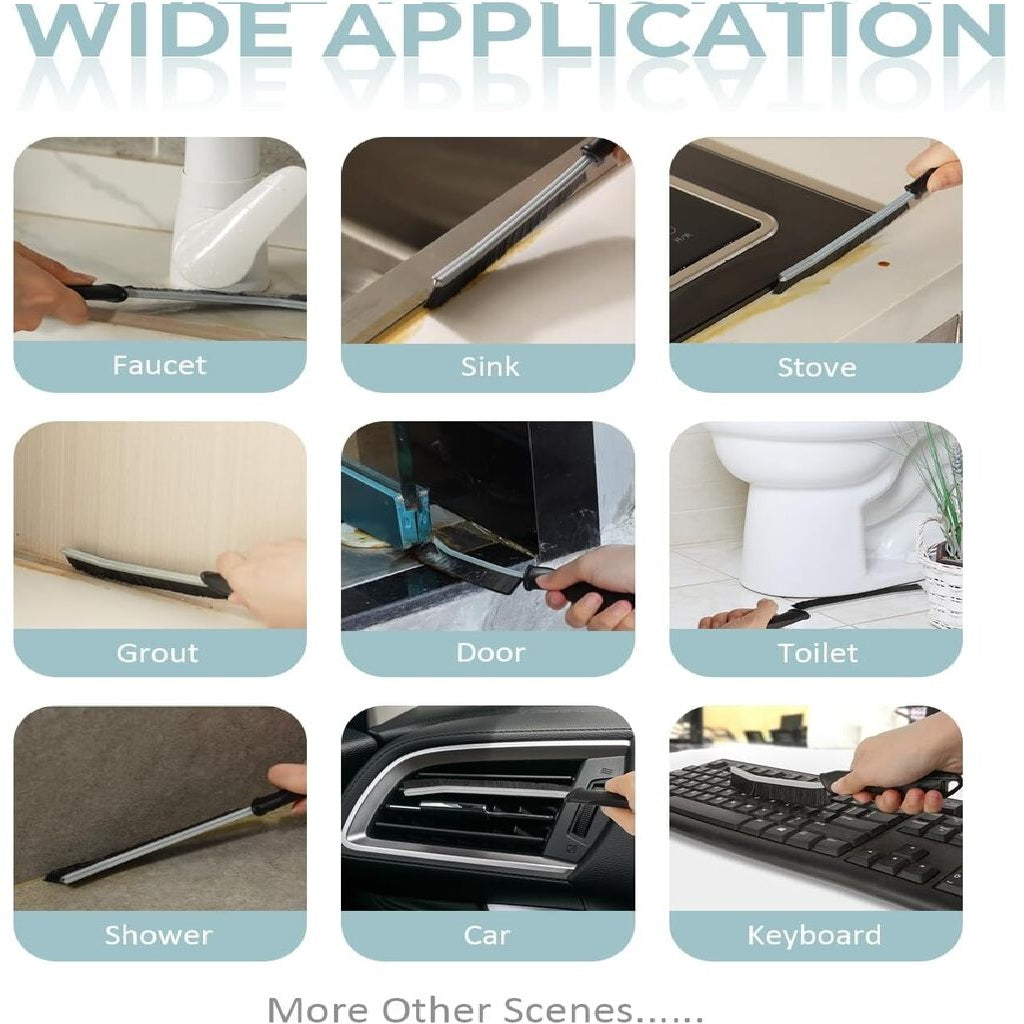 Crevice cleaning brush multi-use applications for sink, car, and window tracks
