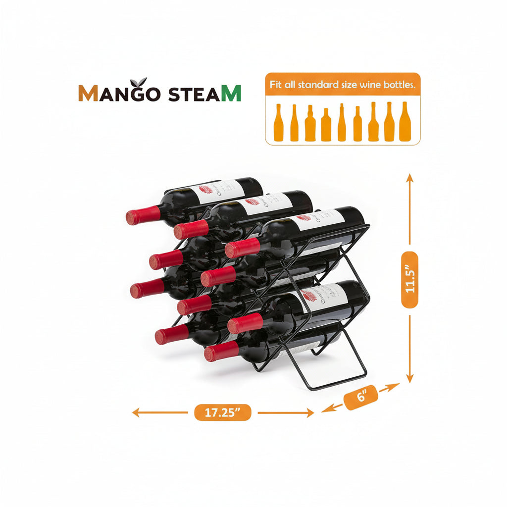 Countertop black wire wine rack organiser dimensions and specifications