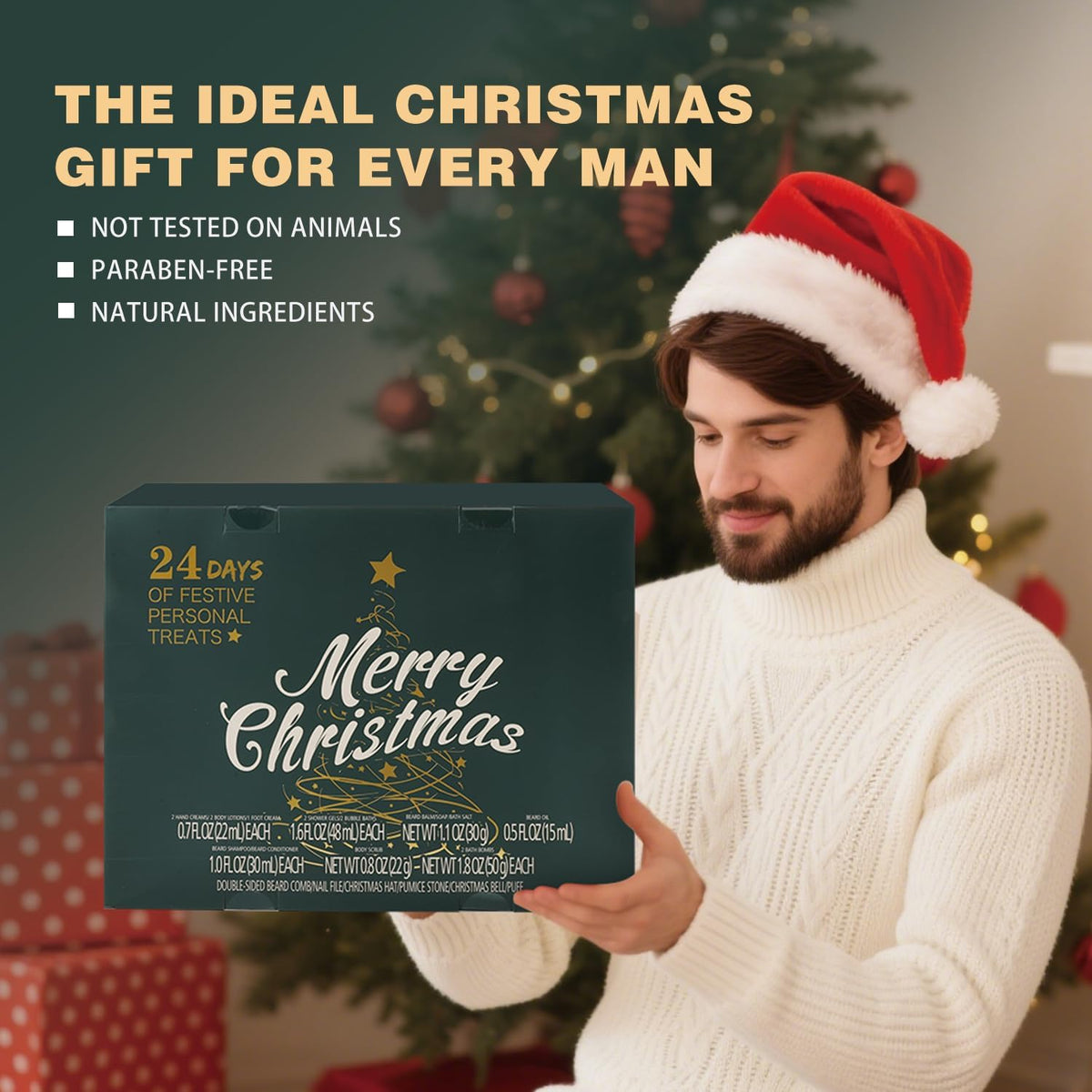 BODY & EARTH Men's 24-Day Christmas Advent Calendar gift box packaging