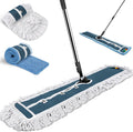 Industrial flat mop set with cotton fringe and microfibre pads