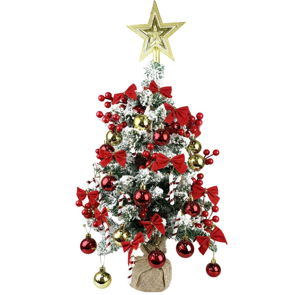 Mini Christmas Tree Artificial Tabletop Xmas Tree with Hanging Balls
