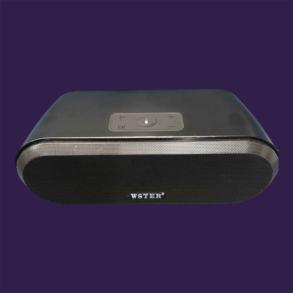 WSTER JC-820 portable black Bluetooth speaker with controls and brand name on metallic grille