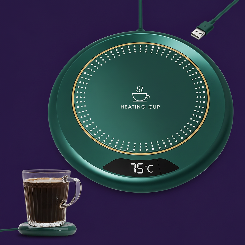 USB Desk Mug Warmer with Digital Temperature Display
