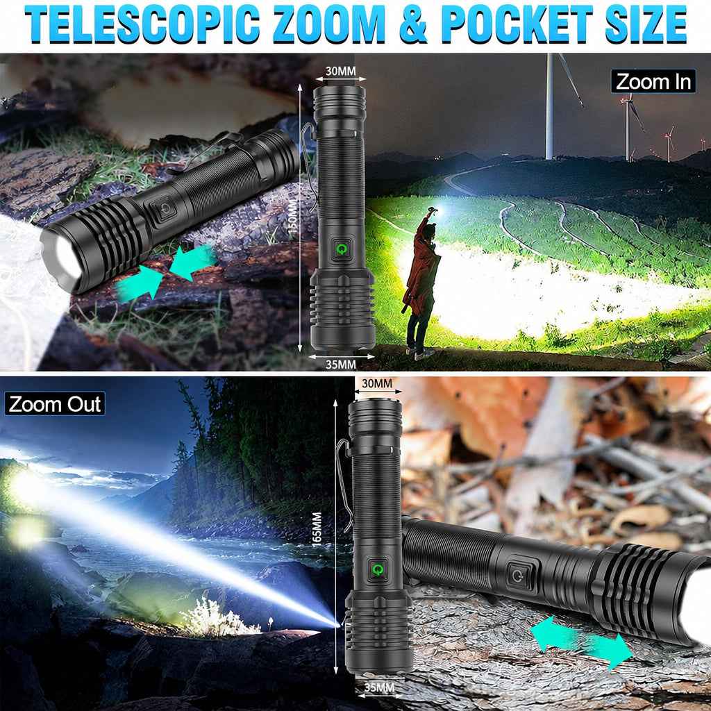 Rechargeable LED Tactical Torch 5 Modes USB-C