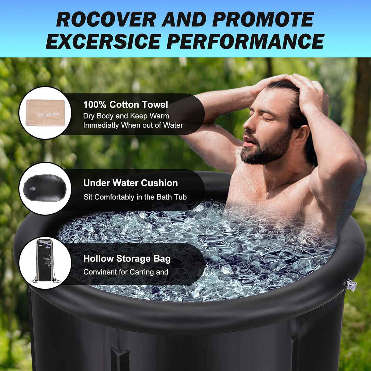 Ice Bath, Cold Tub Ice Bath,88 Gal Inflatable and Portable Cold Plunge for Athletes