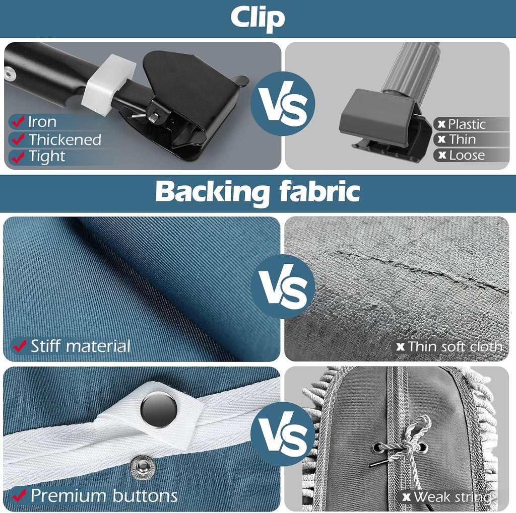 Heavy duty commercial mop clip and snap button attachment quality