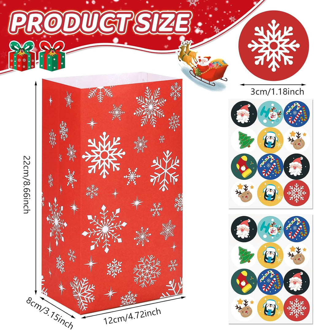Christmas kraft treat bag dimensions 22x12x8cm and 3cm sealing stickers