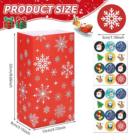 Christmas kraft treat bag dimensions 22x12x8cm and 3cm sealing stickers