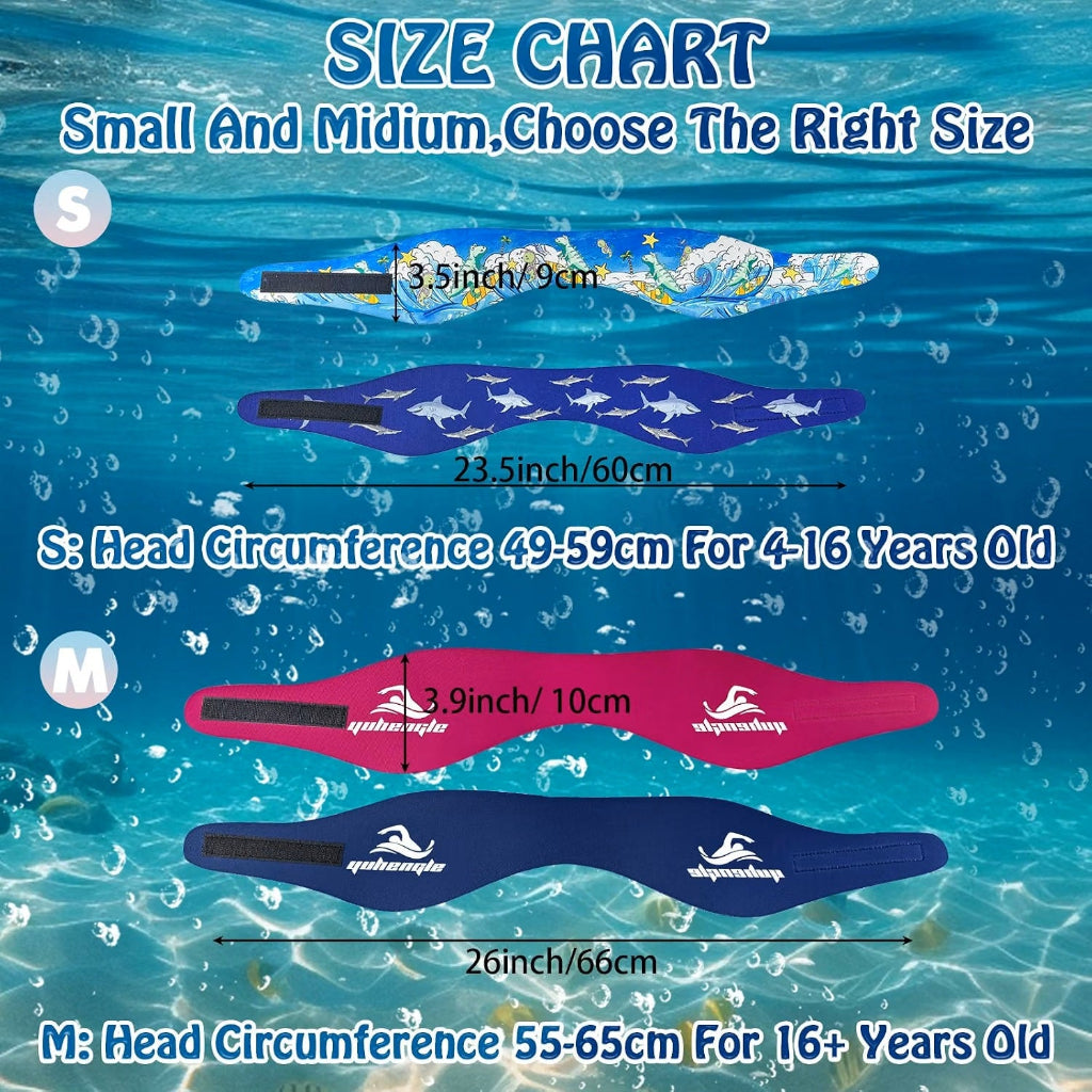 Adjustable Swim Headband Size and Dimension Chart