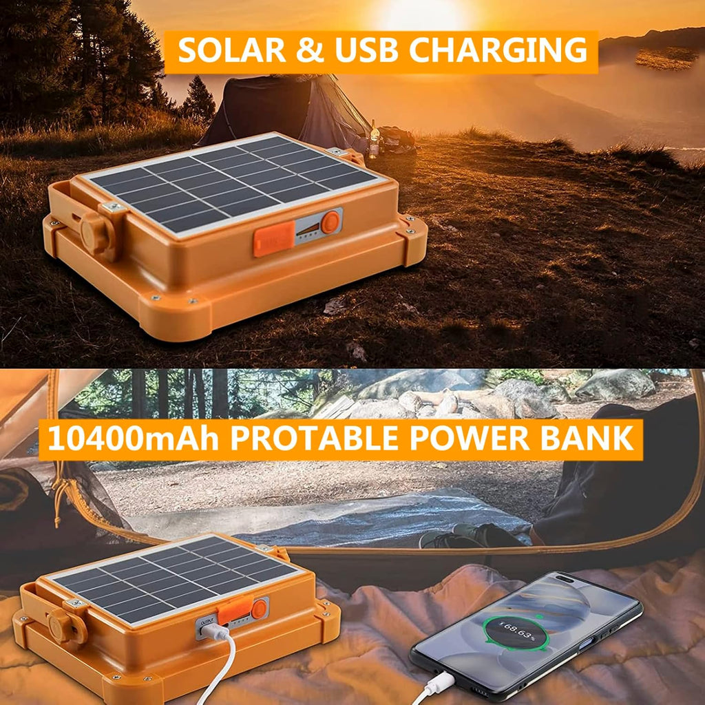 Portable Solar Work Light and Power Bank Charging Smartphone Outdoor