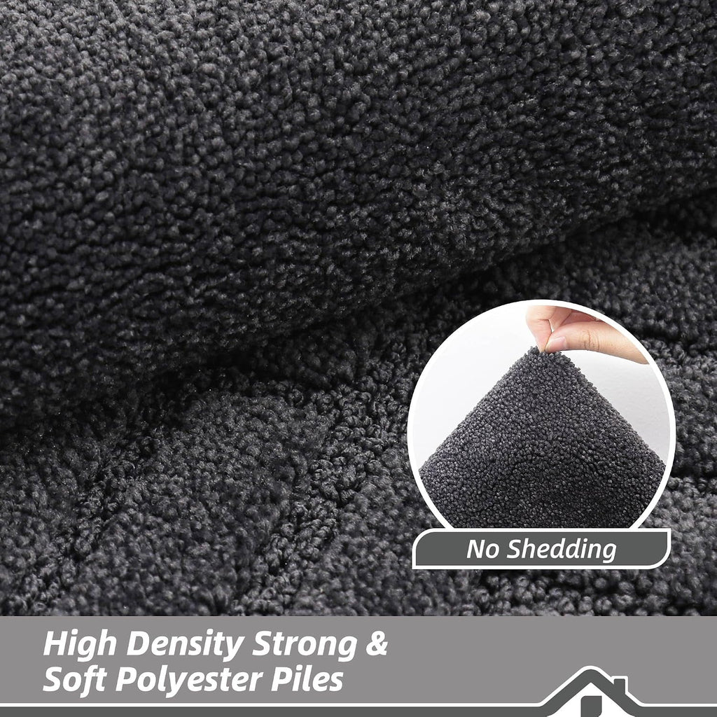 Dense microfibre pile surface of indoor door mat showing no shedding