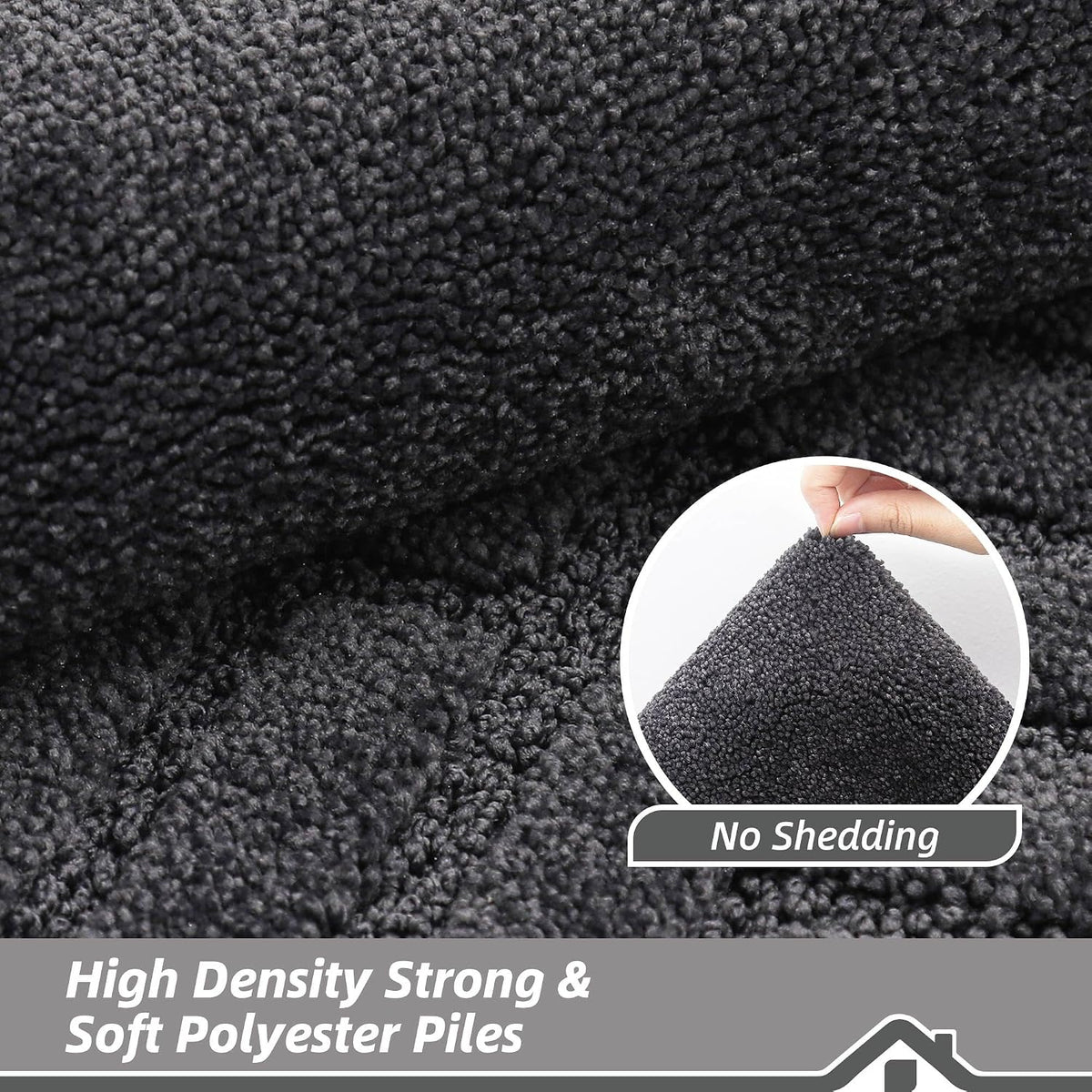 Dense microfibre pile surface of indoor door mat showing no shedding