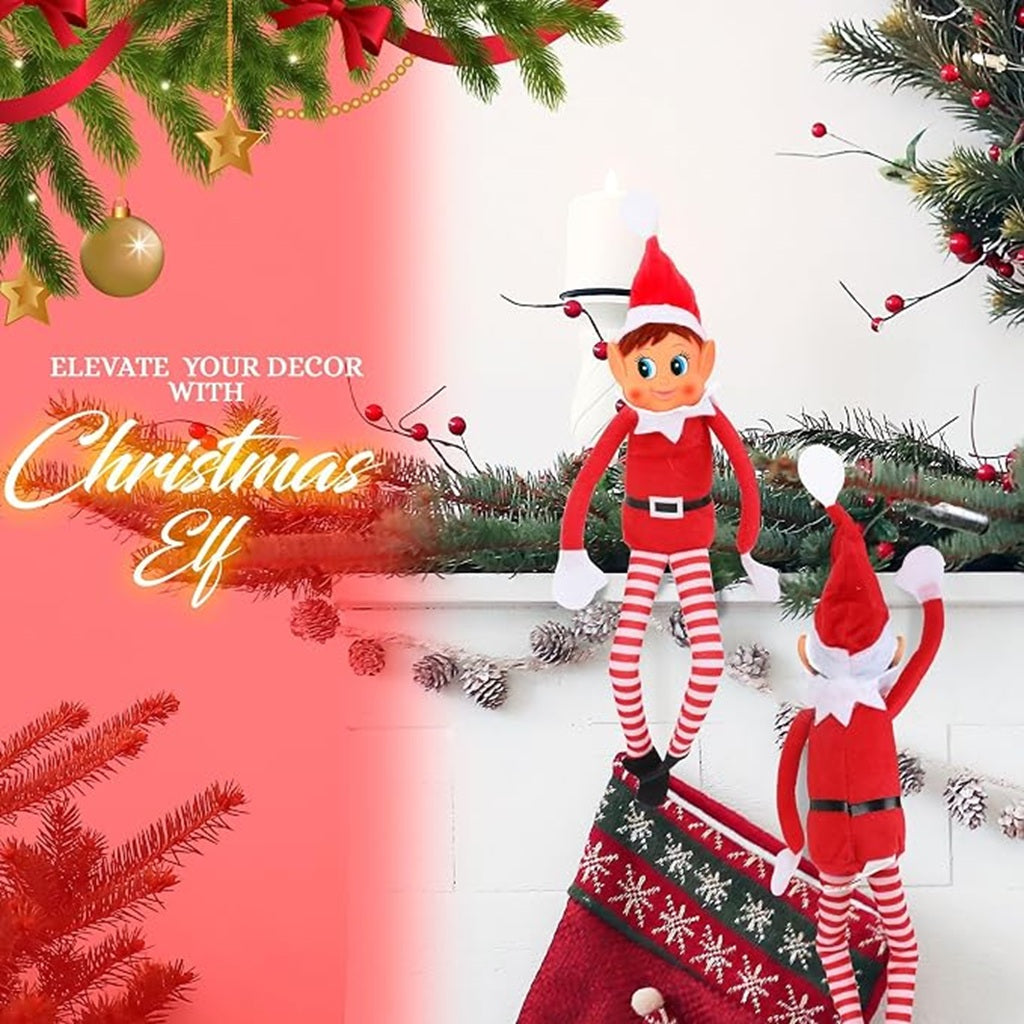 Vinyl face Naughty Elf Girl 12 inch plush elf dolls hanging on Christmas mantel stocking