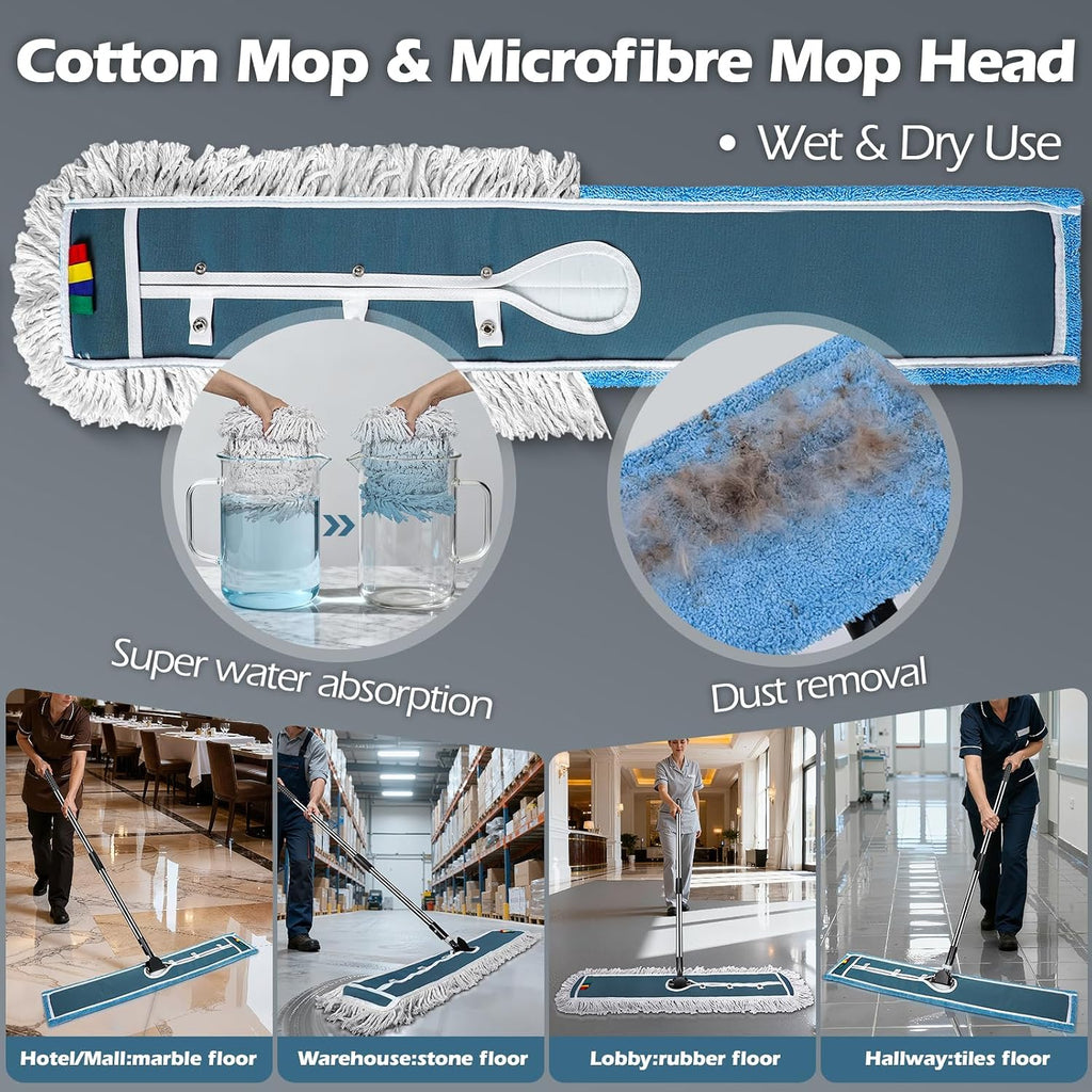 Commercial flat mop multi-surface wet and dry cleaning pad