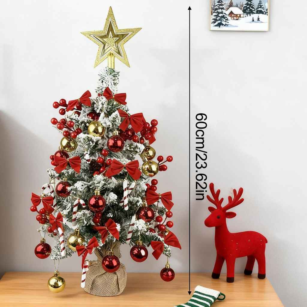 Mini Christmas Tree Artificial Tabletop Xmas Tree with Hanging Balls