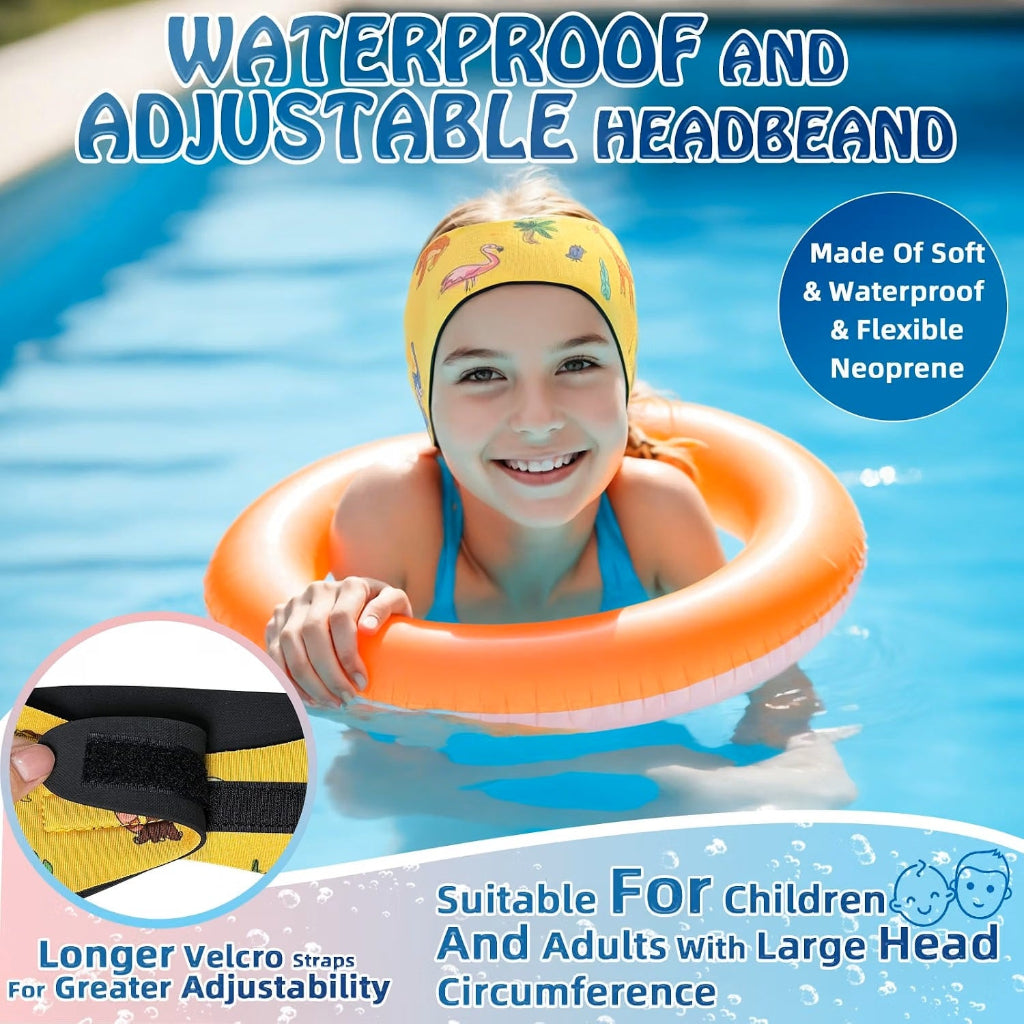 Adjustable Hook and Loop Fastener Swim Headband