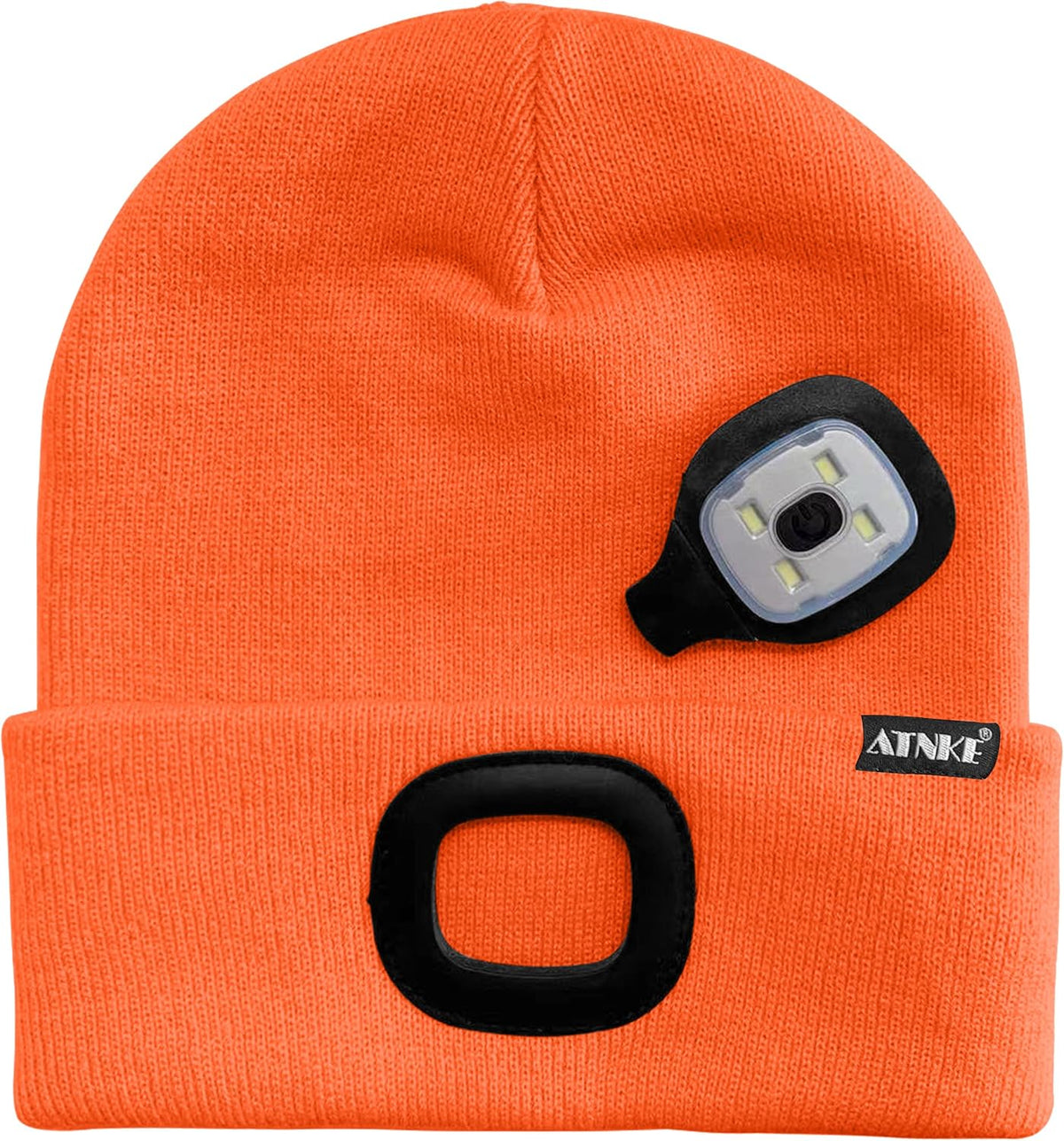 Warm LED lighted beanie cap ribbed knit texture and removable headlamp