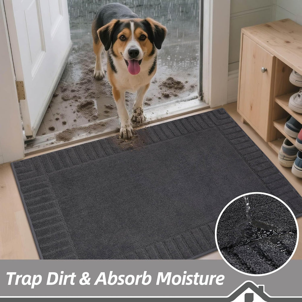 Water absorbent microfibre indoor entrance barrier mat