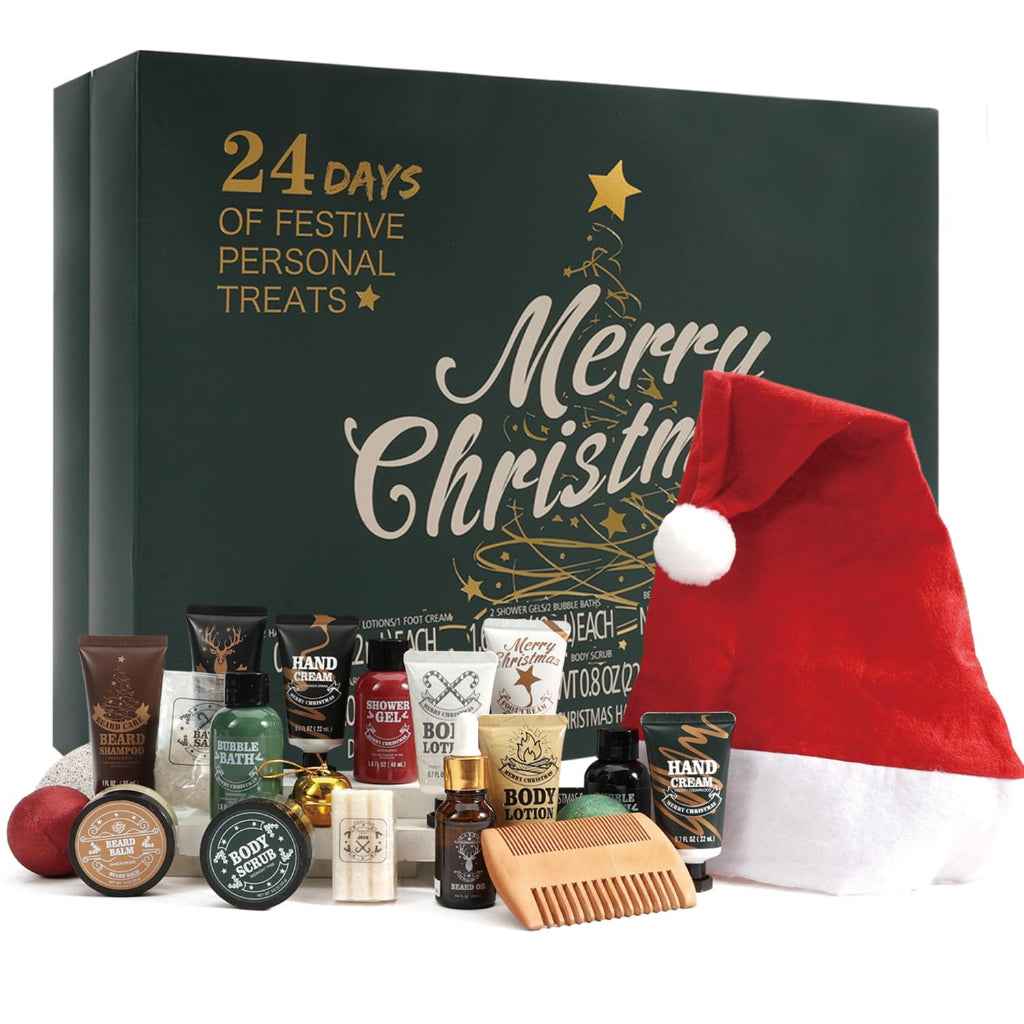 BODY & EARTH Men's 24-Day Christmas Advent Calendar 24pc gift set