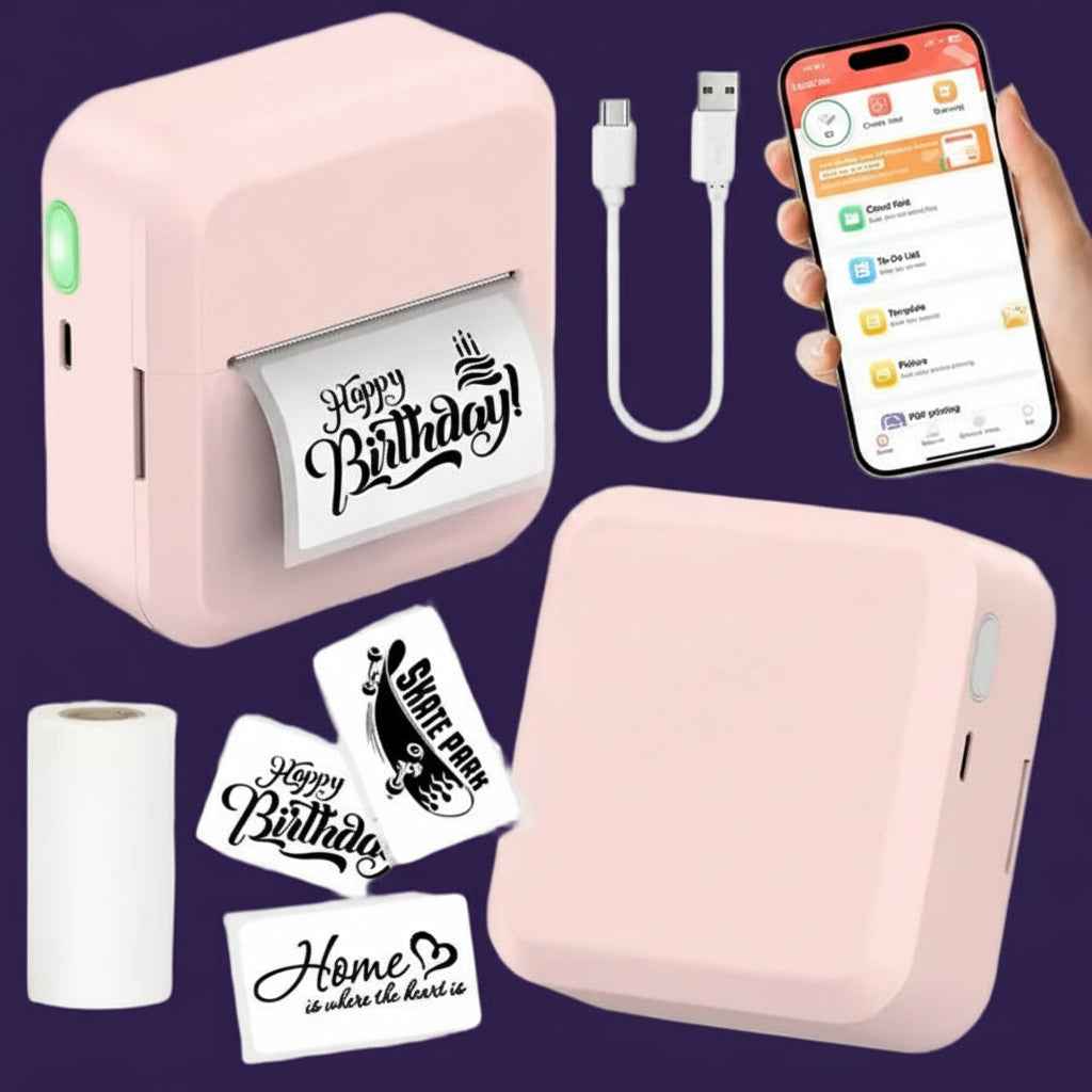 Bluetooth Thermal Label Maker Pink Edition