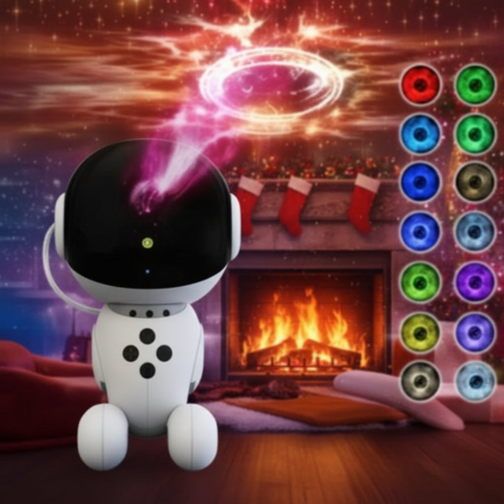 Astronaut Galaxy Star Projector - Front view with multi-color lighting options