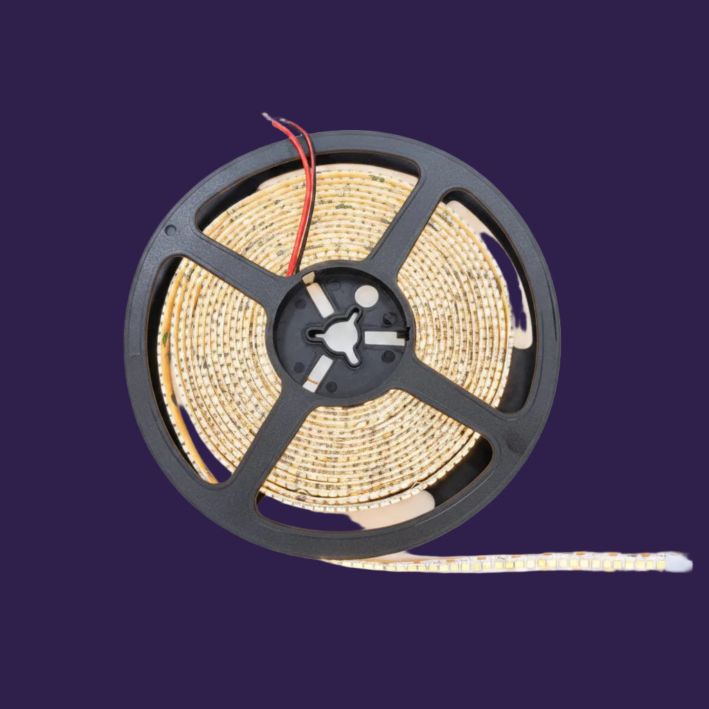 3000K Warm White 12V 5M LED Strip Light reel on a spool