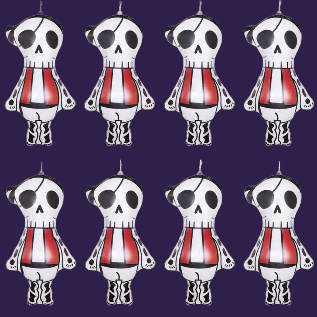 Set of hanging pirate skull skeleton ornaments