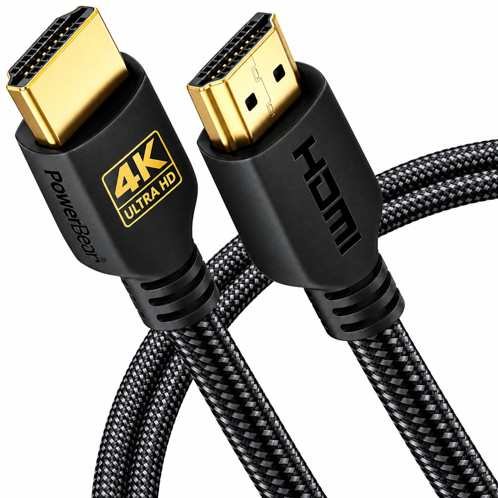 HDMI cable with 4K Ultra HD label on a white background