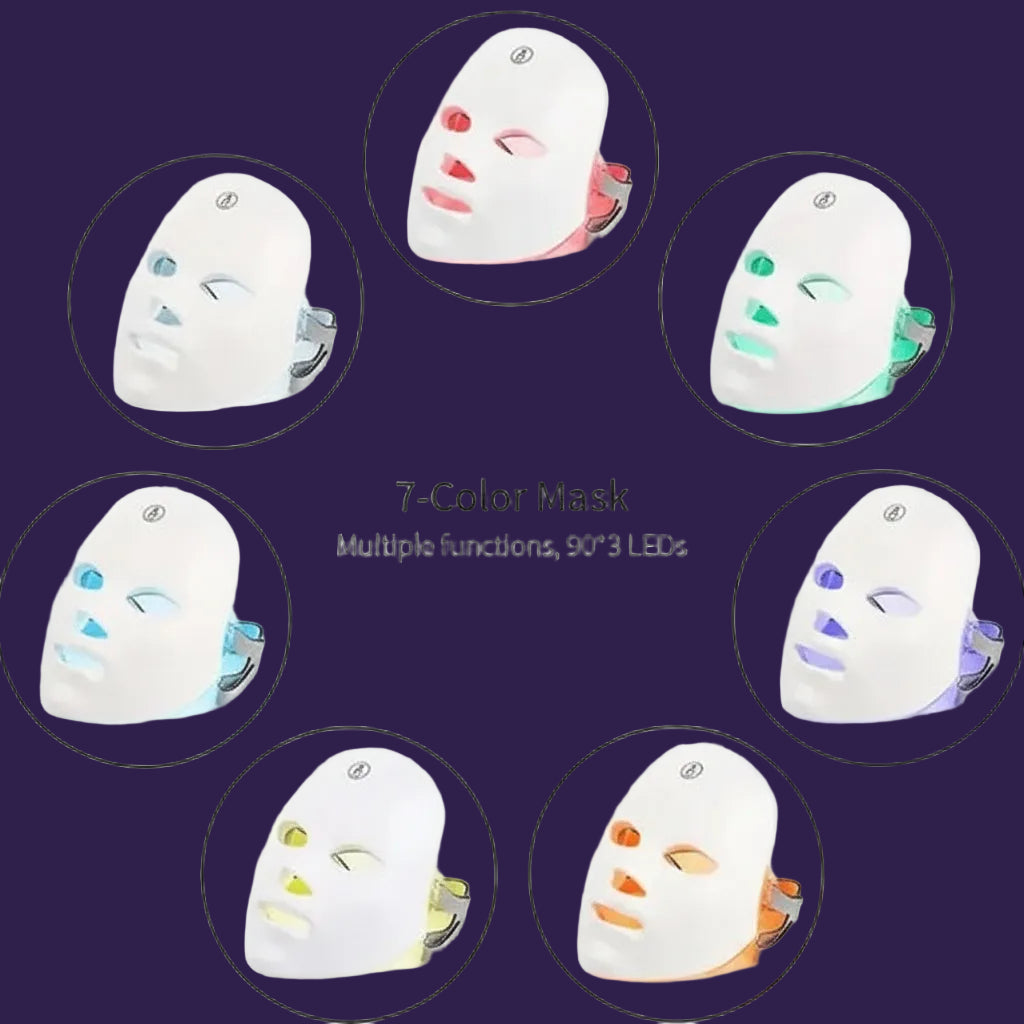 City Store LED Facemask highlighting its seven distinct color treatment options