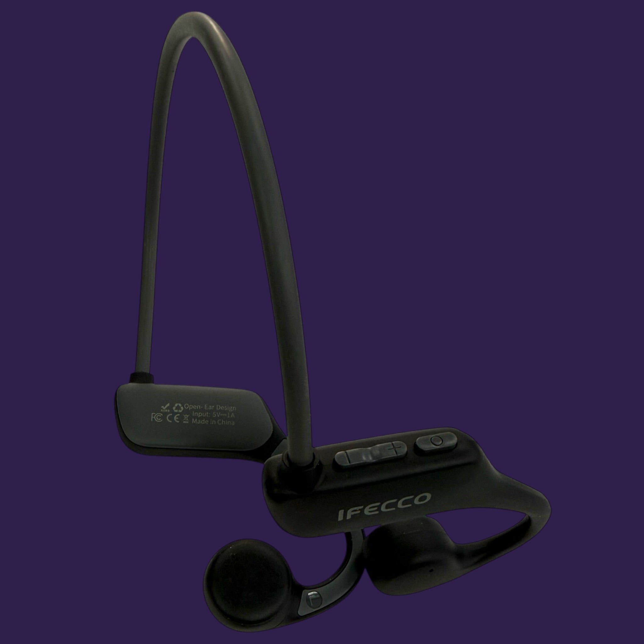 Ifecco Bone X5 open-ear wireless headphones showing control buttons and brand logo